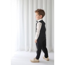 Catz Kids Siyah Keten Yelekli Askılı Takım 4'lü Set