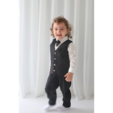 Catz Kids Siyah Keten Yelekli Askılı Takım 4'lü Set