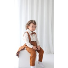 Catz Kids Kahve Keten Yelekli Askılı Takım 4'lü Set