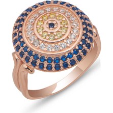 Gumush Gümüş Rose Yuvarlak Nazarlı Kadın Yüzük