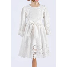 Tivido Uzun Kollu Fisto Kumaş Kız Çocuk Elbisesi