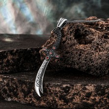 Takılingo 925 Ayar Gümüş Mikro Taşlı La Feta Illa Ali La Seyfe Illa Zülfikar Yazılı Erkek Kolye