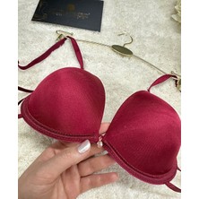 Intive Lingerie Le Jardin Valeria Biyeli Taşlı Mikro Push-Up Arkası Ip Detaylı Sütyen - 7007