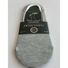 Alessa Socks Bambu Babet Çorap Silikonlu 6 Çift Yıkamalı Burun Dikişsiz Erkek Gri