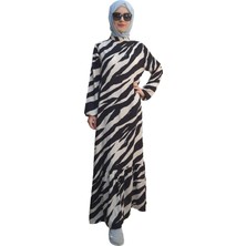 Ladies First Büyük Beden Doğal Kumaştan 9007-D16 Desenli Pamuk Elbise