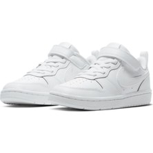 Nike Court Borough Low 2 Leather Sneaker Hakiki Deri Lastik Ipli Bantlı Spor Ayakkabı Beyaz