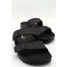 Cozi Company 21351 Çift Tokalı Rahat Taban Erkek Terlik Siyah Büyük Numara