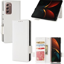 Mays Shop Samsung Galaxy Z Için Kılıf Fold 2 Manyetik Pu Deri Kart Yuvaları Tutucu (Yurt Dışından)