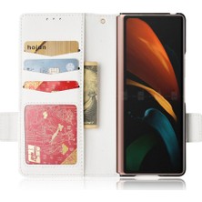 Mays Shop Samsung Galaxy Z Için Kılıf Fold 2 Manyetik Pu Deri Kart Yuvaları Tutucu (Yurt Dışından)