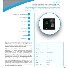 ZKTeco Step MB 20 Yüz Tanıma Terminali Proximity