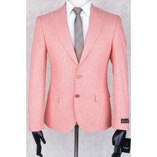 Jan Carlucci Sivri Yaka -Iki  Düğme Çift Yırtmaç Slimfit Drop 6 Ceket-Turuncu