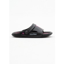 Çocuk Unisex Siyah Logolu Poıli Taban Terlik