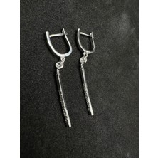 Luna Gümüş Ithal Çubuk Sallantılı Gümüş Küpe