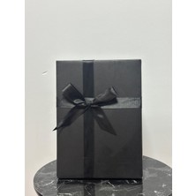 Siyah Sade Kurdeleli Damat Bohçası Hediye Kutusu Premium