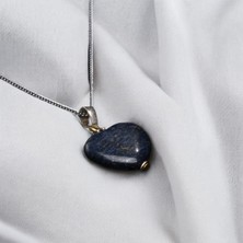 Sırlı Sepet Kalp Kesim Lapis Lazuli Taşı Kolye