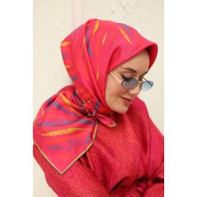 Silk Home Pembe Turuncu Desenli Tivil Ipek Eşarp 11432-54