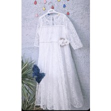 Kids M Beyaz Tül Abiye Mezuniyet Elbise Kız Çocuk