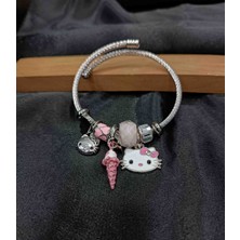 Dna Pandora, Hello Kitty Charmlı Pembe Çelik Bileklik