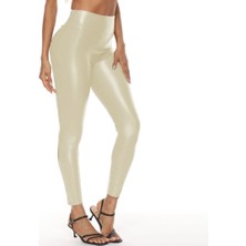 Nyc Deri Suni Deri Yüksek Bel Tayt