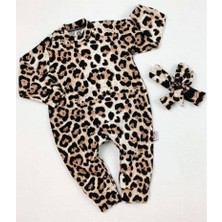 Bubito Leopar Desenli Kız K Tulum Kahverengi