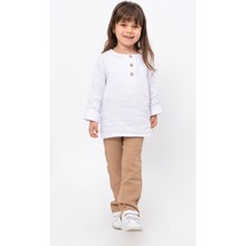 Bubito Unisex Bebek&çocuk %100 Pamuklu Müslin Alt Üst Pijama Takım-Kahverengi