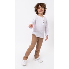 Bubito Unisex Bebek&çocuk %100 Pamuklu Müslin Alt Üst Pijama Takım-Kahverengi