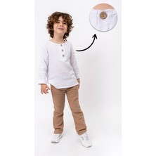 Bubito Unisex Bebek&çocuk %100 Pamuklu Müslin Alt Üst Pijama Takım-Kahverengi