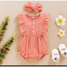 Bubito Unisex Kız Bebek&çocuk  Pamuklu Bandanalı Tulum-Pembe