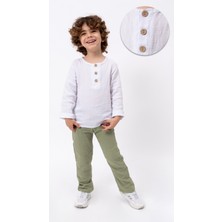 Bubito Unisex Bebek&çocuk %100 Pamuklu Müslin Alt Üst Pijama Takım-Yeşil