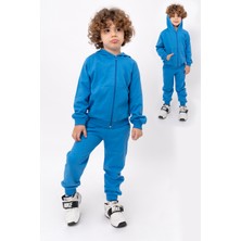 Bubito Çocuk Kapüşonlu %100 Pamuklu 2'li Takım (1-7 Yaş)-Mavi