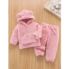 Bubito Unisex Peluş Çocuk Alt Üst Welsoft Takım-Somon