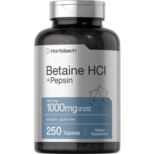 Horbäach Betaine Hcl With Pepsin | 1000MG | 250 Tablets | Hydrochloride Supplement | With Ginger Root | Non-Gmo  Gluten Free