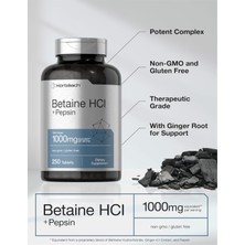 Horbäach Betaine Hcl With Pepsin | 1000MG | 250 Tablets | Hydrochloride Supplement | With Ginger Root | Non-Gmo  Gluten Free