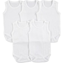 Bubito Pamuklu Esnek 5'li Bebek Kolsuz Atlet Body Beyaz