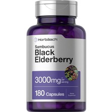 Horbäach Black Elderberry | 3000MG Capsules | 180 Count | Non-Gmo  Gluten Free | Sambucus Extract Supplement