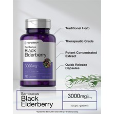 Horbäach Black Elderberry | 3000MG Capsules | 180 Count | Non-Gmo  Gluten Free | Sambucus Extract Supplement