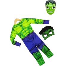 Sedirli Işıklı Maskeli Hulk Çocuk Kostümü Renkli Erkek Çocuk İçin S Beden