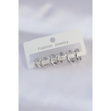 Style Of Carmen Pirinç Gümüş Renk Oval Bombeli Küpe Seti