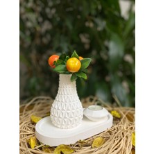 Varkal Iskandinav Tarzı Daimond Desenli Minimal Mum Vazo Tepsi Mumluk Sunum ve Aksesuar Seti