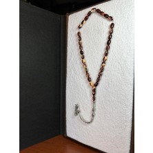 Anemore Collection SIKMA KEHRİBAR TESBİH KAHVERENGİ KREM KAPSÜL KESİM 7X10MM T-259