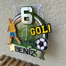 Cake Topper Futbol Temalı Kişiye Özel Erkek Çocuk Doğum Günü Pasta Süsü (22X18CM)