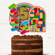 Cake Topper LEGO Parçaları Temalı Kişiye Özel Erkek Kız Çocuk Doğum Günü Pasta Süsü (19X22CM)