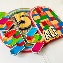 Cake Topper LEGO Parçaları Temalı Kişiye Özel Erkek Kız Çocuk Doğum Günü Pasta Süsü (19X22CM)