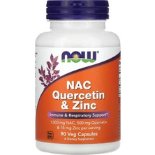 Now Nac N-Acetyl Cysteine Quercetin & Zinc (Elemental) (From 75 Mg Zinc Bisglycinate) (Albion™) 90 Veg Capsul  3548