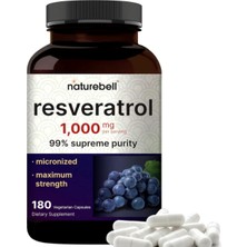 Naturebell Resveratrol 1000MG  180 Veggie Capsules  99% Pure Trans-Resveratrol 3542