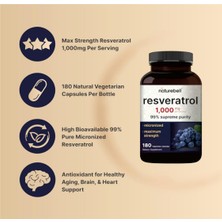 Naturebell Resveratrol 1000MG  180 Veggie Capsules  99% Pure Trans-Resveratrol 3542