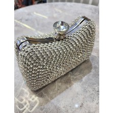 Oueen Elizabeth Kristal Taşlı Metal Kasa Kadın Abiye Çanta