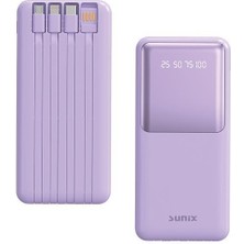 Sunix 12000 Mah Dijital Göstergeli Dahili Çoklu Kablolu Taşınabilir Powerbank Mor Pb-49