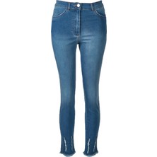 Seleste Slim Fit Dar Paça Normal Bel Lacivert Kadın Pantolon 24Y250