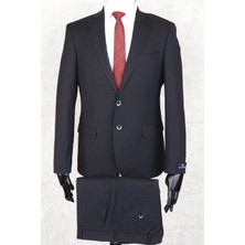 Jan Carlucci Regular Fit Mono Yaka-Çift Yırtmaç  Siyah Drop 6  Takım Elbise